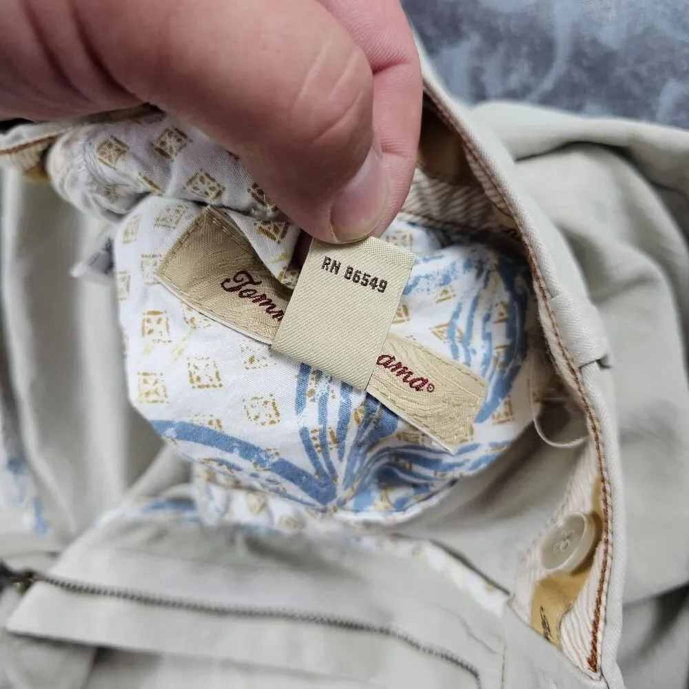 Tommy Bahama Pants Mens 39x28* Beige Silk Blend Pleated Golf Chino Casual Relax